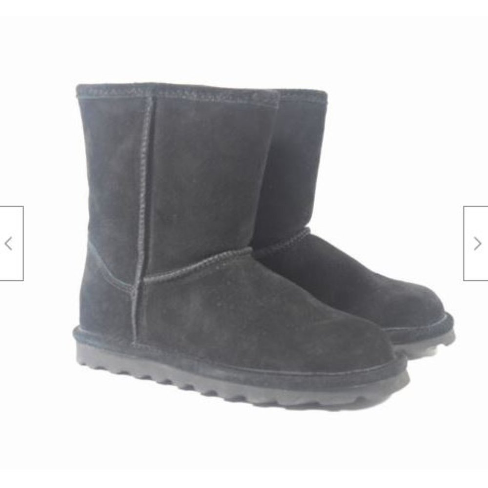 Bearpaw Elle Youth Black Suede Wool Blend Lining Pull On Calf Boot Sz 4 - Picture 3 of 5